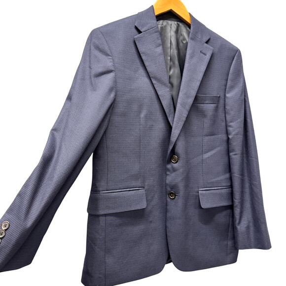 Lauren Ralph Lauren Blazer Mens 37S Blue Black Houndstooth Classic Black Label - Picture 2 of 9